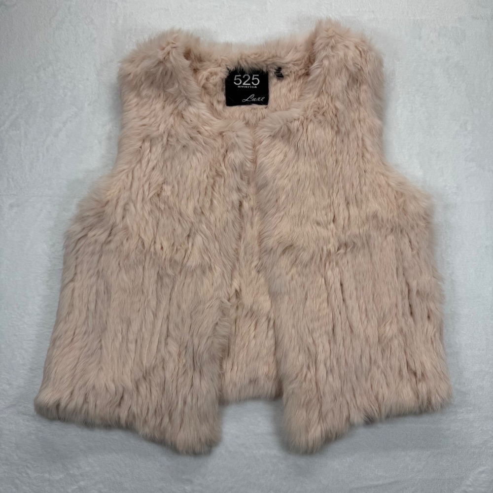525 America Luxe Faux Fur Vest Sleeveless Luxe Rabbit‎ Fur Blush Pink Size S
